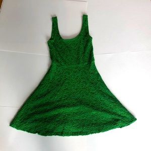 Green Lined lace mini dress